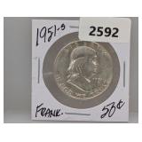 1951-S 90% Silv Franklin Half $1 Dollar