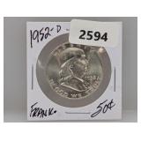 1952-D 90% Silv Franklin Half $1 Dollar