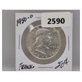 1950-D 90% Silv Franklin Half $1 Dollar