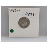 1963-D 90% Silv Roos Dime