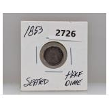 1853 90% Silv Seated Half Dime