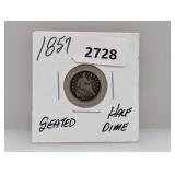 1857 90% Silv Seated Half Dime