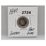 1847 90% Silv Seated Half Dime