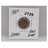 1857 90% Silv Seated Half Dime