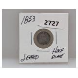 1853 90% Silv Seated Half Dime