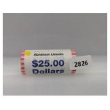 Roll (25) $1 Lincoln Dollars