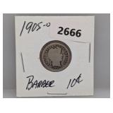 1905-O 90% Silv Barber Dime