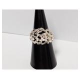 .925 Sterling Open Work Statement Ring Sz 8