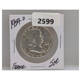 1959-D 90% Silv Franklin Half $1 Dollar