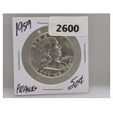 1959 90% Silv Franklin Half $1 Dollar