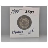 1945 90% Silv Mercury Dime