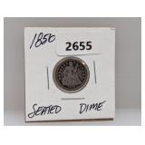 1856 90% Silv Seated Dime