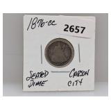 1876-CC 90% Silv Seated Dime