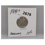 1918-S 90% Silv Mercury Dime