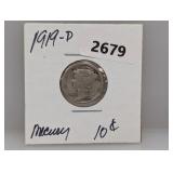 1919-D 90% Silv Mercury Dime