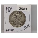 1939 90% Silv Walker Half $1 Dollar