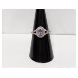 .925 Sterling Halo Diamond Cocktail Ring Sz 7