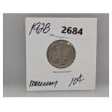 1928 90% Silv Mercury Dime