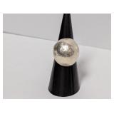 .925 Sterling Domed Diamond Cut Ring Sz 6