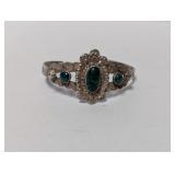 .925 Sterling 3x Green Stone Cuff Bracelet 14.6g