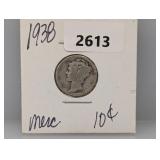 1938 90% Silv Mercury Dime