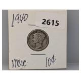 1940 90% Silv Mercury Dime