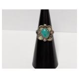 .925 Sterling Turquoise Ring Sz 5
