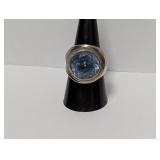 .925 Sterling Taxco Blue Stone Ring Sz 9 24.3g