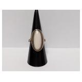 .925 Sterling White Oval Ring Sz 7.5