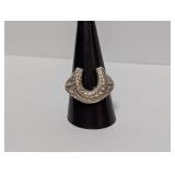 .925 Sterling Silver Horseshoe Ring Sz 11