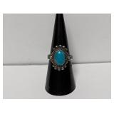 .925 Sterling Turquoise Ring Sz 8