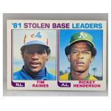 1982 Topps Leaders Tim Raines Rickey Henderson