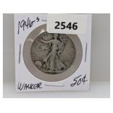 1946-S 90% Silv Walker Half $1 Dollar