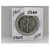 1945 90% Silv Walker Half $1 Dollar