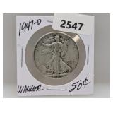 1947-D 90% Silv Walker Half $1 Dollar