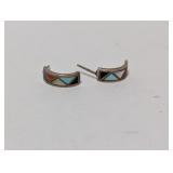 .925 Sterling Crescent Shaped Multi Inlay