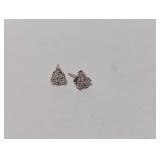.925 Sterling Diamond Heart Stud Earrings
