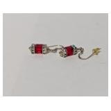 .925 Sterl Red/Multi-Colored Bead Dangle Earrings