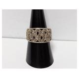 .925 Sterling Marcasite Band Sz 8.5 Missing Stone