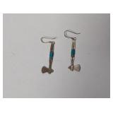 .925 Sterling Turquoise Hatchet Dangle Earrings