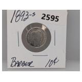1893-S 90% Silv Barber Dime