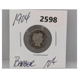 1904 90% Silv Barber Dime