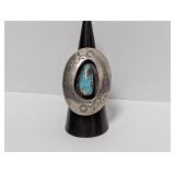 .925 Sterl Turquoise Ring Sz 8 11.1g