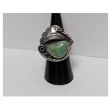 .925 Sterling Turquoise Statement Ring Sz 7 10.3g