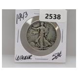 1943 90% Silv Walker Half $1 Dollar