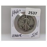 1942-S 90% Silv Walker Half $1 Dollar