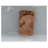 1oz .999 Copper Liberty Bar