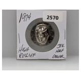 1974 High Relief JFK Half $1 Dollar