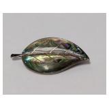 .925 Sterling Abalone Leaf Brooch