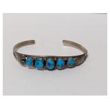 .925 Sterling Turquoise Cuff Bracelet 7.9g